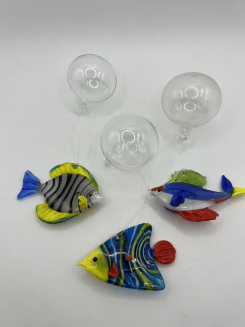 Floating Glass Bubble Tropical Fish Figurine for Home Aquarium Fish Tank Decor