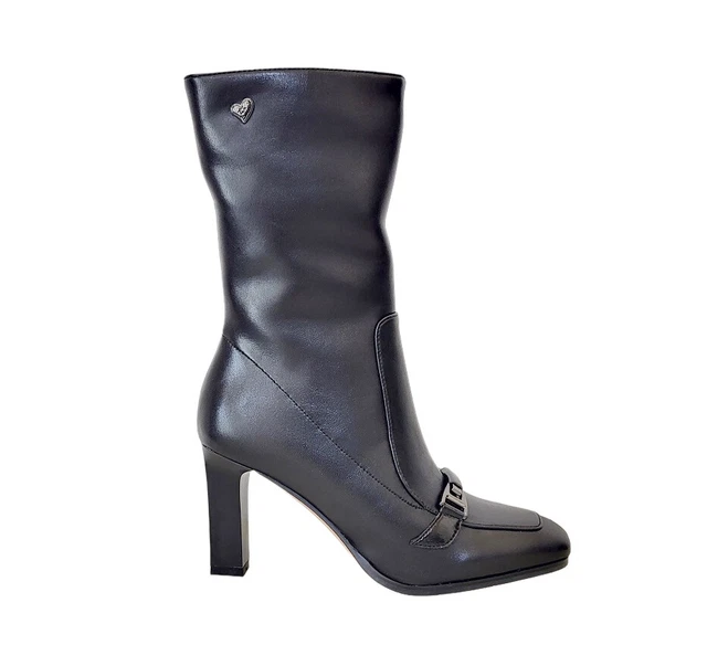 SCARPE STIVALETTI TRONCHETTI Donna Braccialini Tb57 Pelle Nero Tacco Alto Cuoio EUR 50 00 PicClick IT