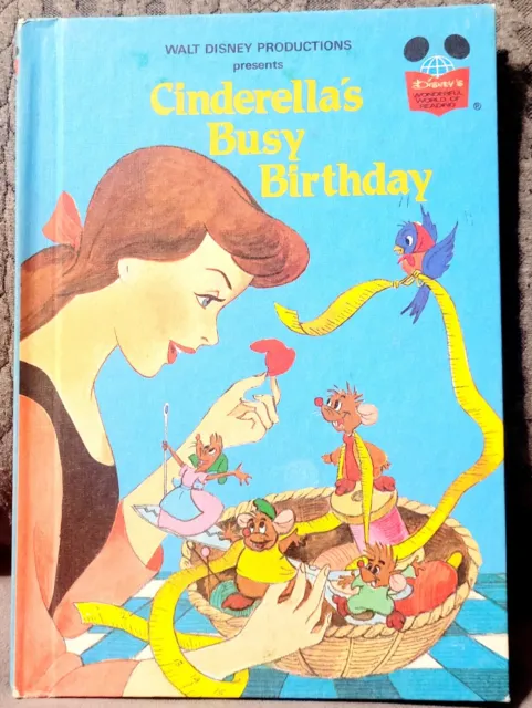 Disney Book Cinderella's Busy Birthday 1985 Wonderful World of Reading Vintage