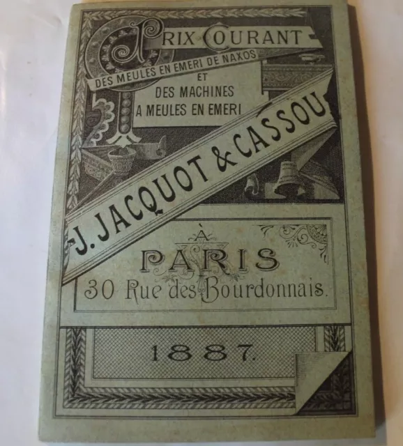 CATALOGUE ANCIEN  des meubles en emeri de maxos JACQUOT & CASSOU 1887 PARIS