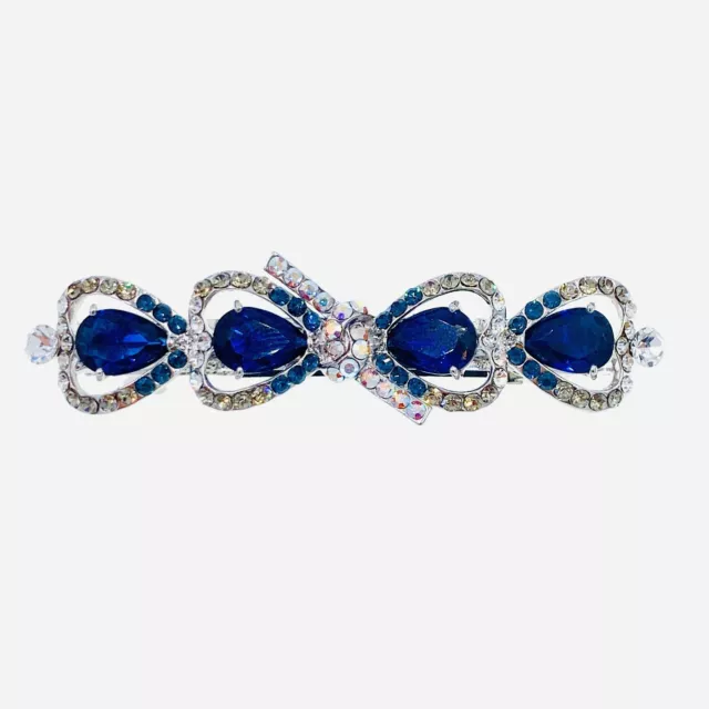 USA Glam BOW BARRETTE Hair Clip Hairpin made with Swarovski Crystal Nave Z6
