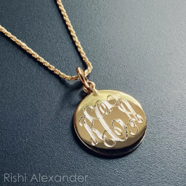 925 Sterling Silver Gold-Plated Monogram Personalized Necklace Free Engraving