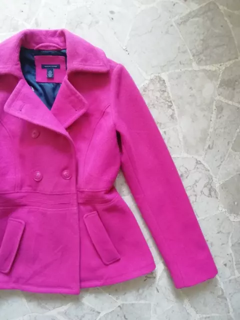 Cappotto donna doppio petto corto rosa fucsia lana Tommy Hilfiger, tg. XS, S