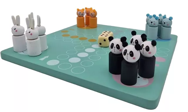 Small Foot Ludo Pastell aus Holz, Gesellschaftsspiel mit bunten Tierfiguren