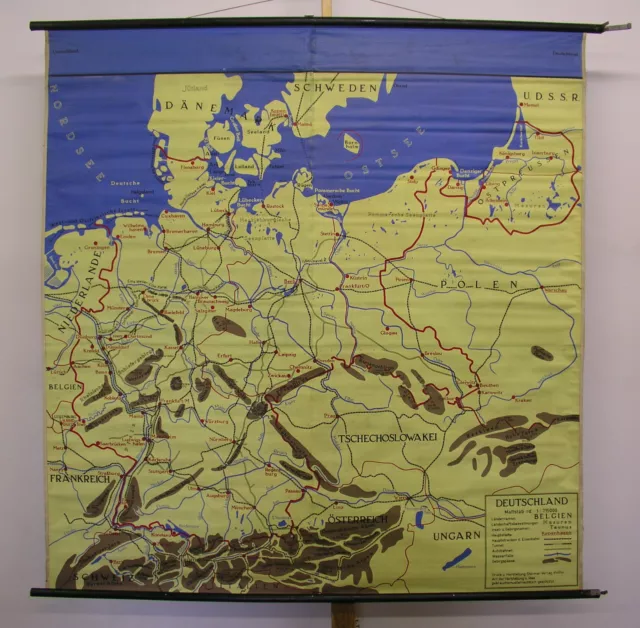 School Wall Map Waterproof Card Europe Europa Tablecloth 155x161 ~ 1960