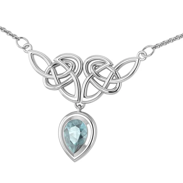Celtic Knot .925 Sterling Silver Necklace Choice Gem Tear Peter Stone Eternity