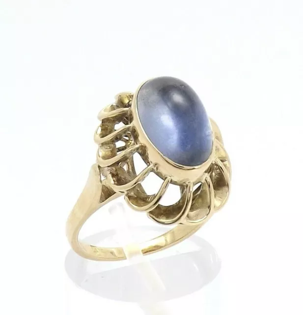 14k Gold Natural Cabochon Sapphire Corn Flower Blue September Birthstone Ring