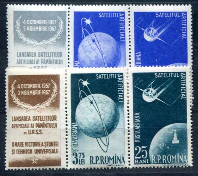 Rumänien 1957 1677-1680 ** Postfrisch Streifen Weltraum Satellit (F6587