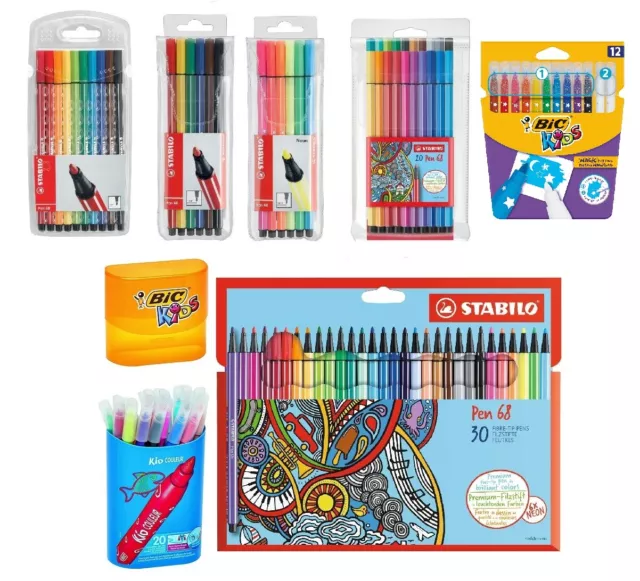 Stabilo BIC Filzstifte Farbstifte Malstifte Sets Box Auswahl Schule Malen NEU