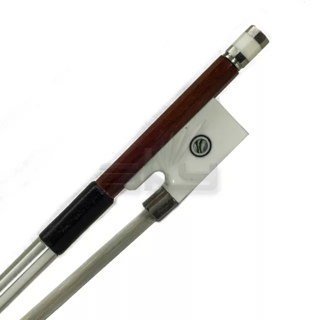 High Quality 44 Violin Bow Brazilwood Vegan Bone Frog Abalone Silver Wrap-White