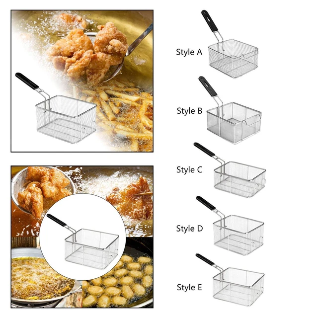 Cestello Friggitrice In Acciaio Inox - Per Patatine, Pollo E Pesce Con Manico Sicuro