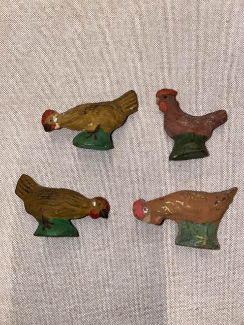 Antik FIGUR VOGEL aus Gips Huhn Hahn Henne                 #1