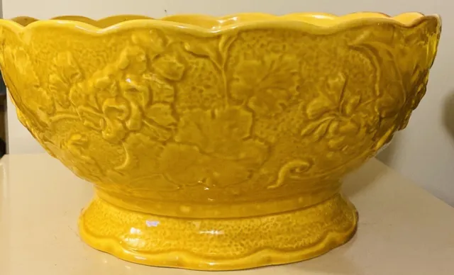 Dick Knox 1940s Vntg Majolica California Pottery 12.5”D Footed Centerpiece Bowl