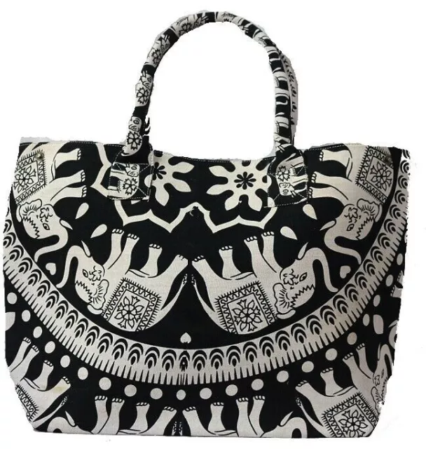 Sac de plage ethnique indien coton Mandala sac à main fourre-tout sac à...