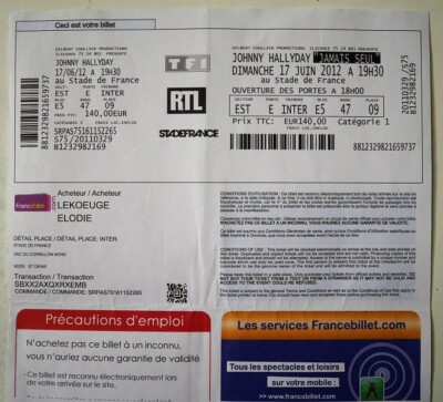 billet concert original neuf JOHNNY HALLYDAY LILLE zénith Arena 25/09/2009 ZB66 billet concert original neuf JOHNNY HALLYDAY LILLE zénith Arena 25/09/2009 ZB66