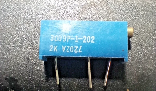 Potentiometer, 2K ohm Multi Turn Trimpot (3009P-1-202)(NOS)(QTY 5 ea)A43