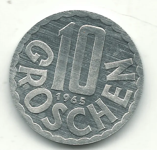 Very Nice High End Proof 1965 Austria 10 Groschen Coin-Feb317