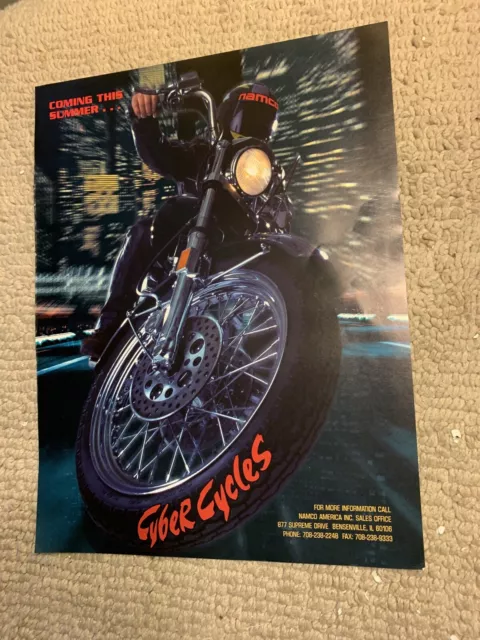 Original 11 -8 1/4” Cyber Cycles Coming summer Namco arcade video game FLYER AD