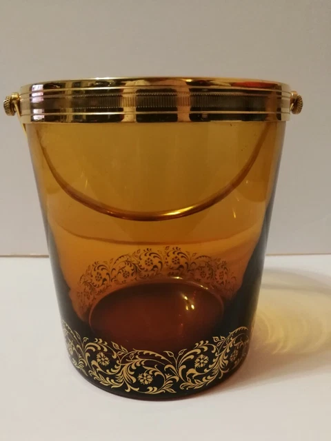 Seau à Glace Vintage En Verre Transparent 1960-1980 Avec Poignée - Reproduction
