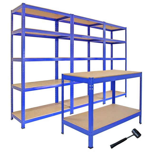 3 T-Rax scaffalature in acciaio scaffalature garage scaffali 5 livelli scaffalature baie banco di lavoro