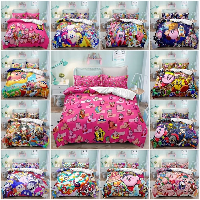 Kids Kirby Quilt Duvet Cover Pillowcase Bedding Set Single Double Xmas Gift
