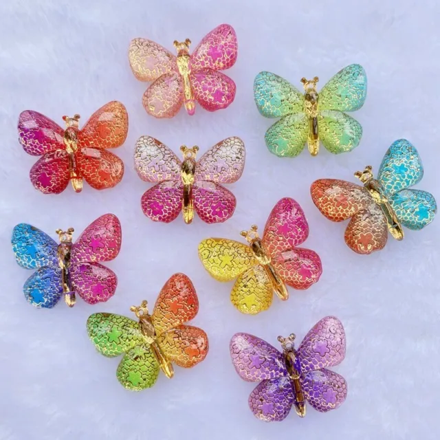 Acrylic Rhinestone Iridescent Butterfly Flat Back Cabochons Embellishments XL