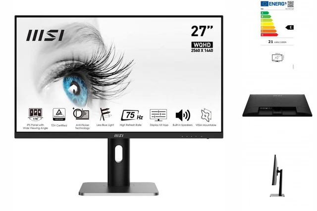 Monitor MSI PRO MP273QP 27 Zoll Bildschirm Display PC LED WQHD