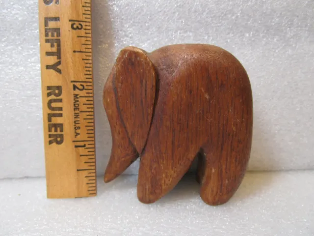 Wooden Elephant Carved Handmade Ornament Decor Gift Design Lucky Status Art 2.5"
