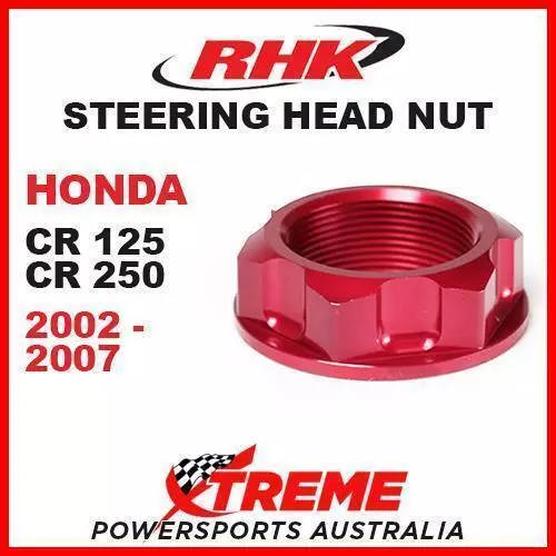 Rhk Mx Steering Head Stem Nut Red Honda Cr 125 125R 250 250R Cr125 Cr250 02-2007