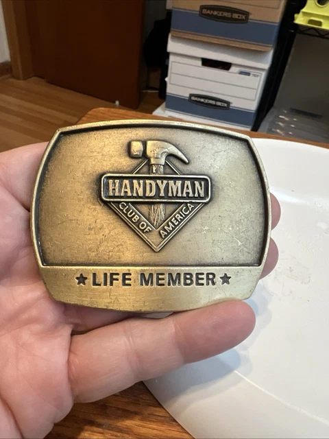Lot De 2 Boucles De Ceinture En Laiton Handyman Club Of America - Membre à Vie 1996