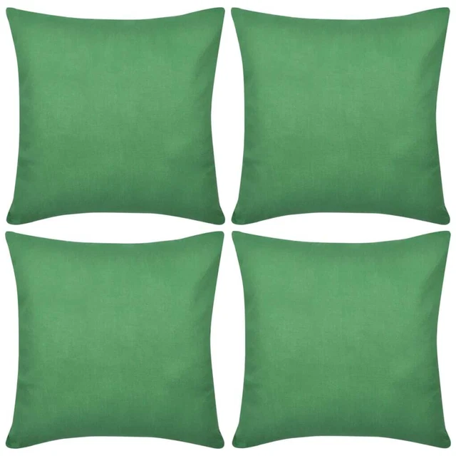 4 Green Cushion Covers Cotton 40 x 40 cm