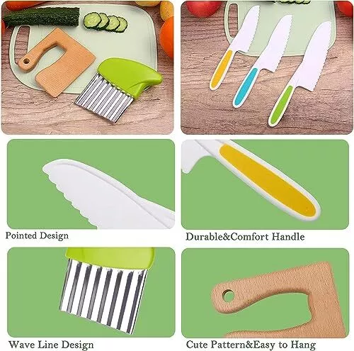 Yiomxhi Set de couteaux de cuisine en plastique pour enfants, 16 pièces 16 PCS 3