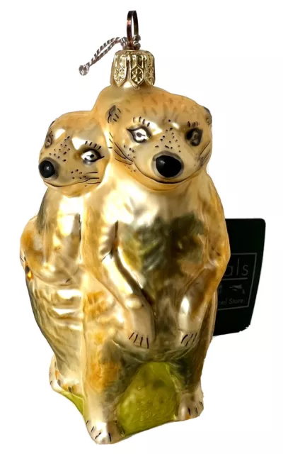 MEERKATS Glass Ornament Discovery Channel Ornimals 4” Poland NEW