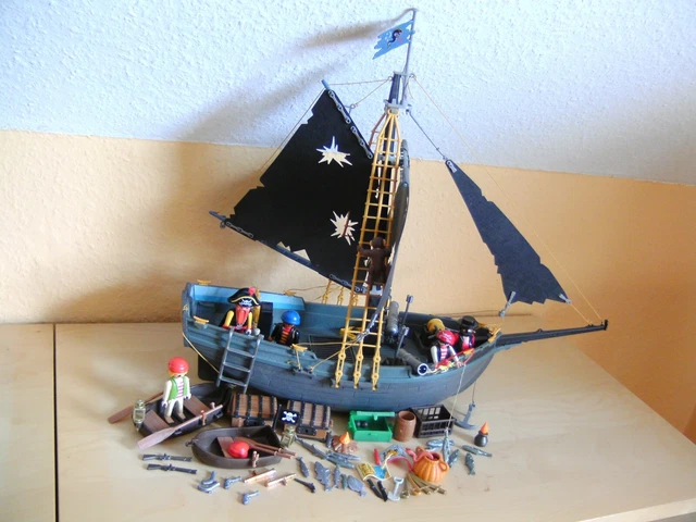 PLAYMOBIL BARCO PIRATA Vela Corsario Negro con Muchos Accesorios