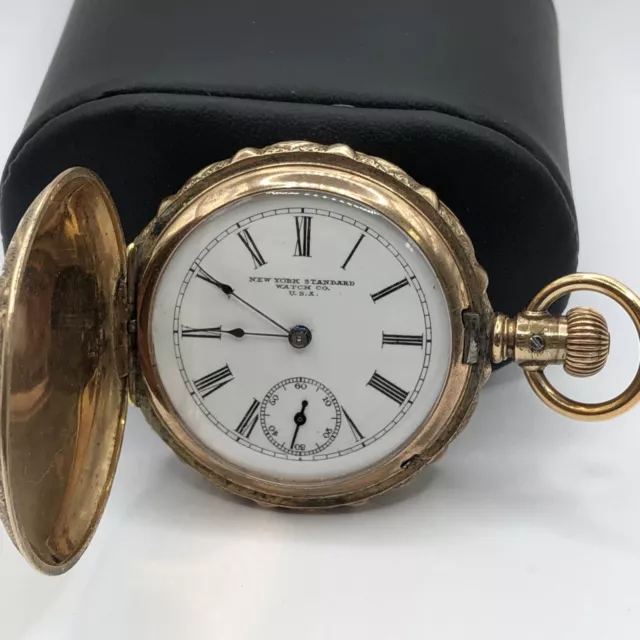 1904 New York Standard 6S 7J LS SW G44 Pocket Watch Nice Gold Filled Hunter Case