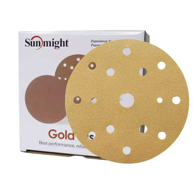 SANDING DISCS BOX of SUNMIGHT GOLD DISCS 150mm 15H 6" NEW BEST QUALITY p40-p1000