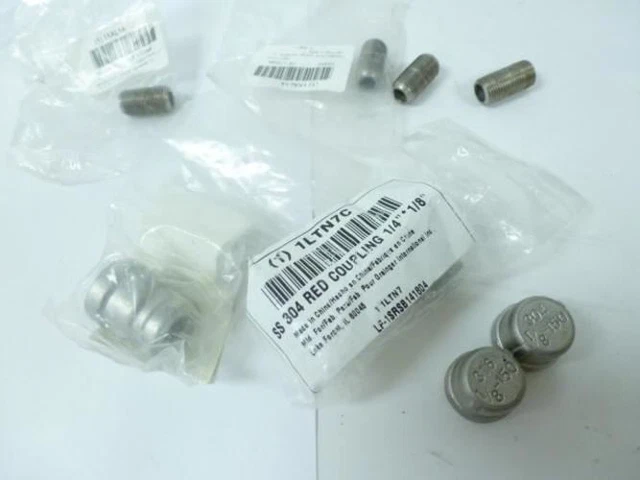 198881 New-No Box; MFG- MDL-Unkn89337 LOT-8 Pipe Fitting set.SS 1/8" NPT; 2 Caps