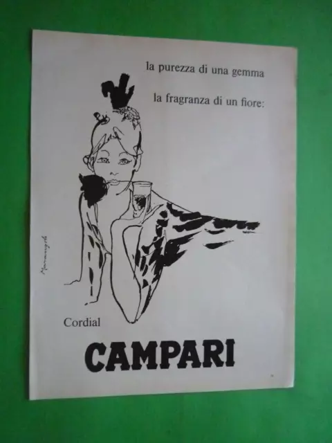 Cordial Campari Drawing Marangolo1967 Advertising 1 Page Original