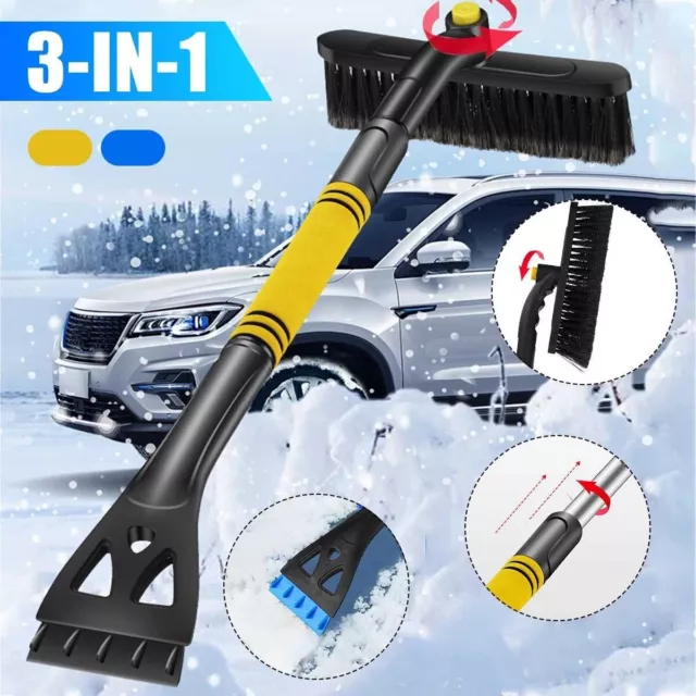 Premium Auto Schnee Besen Eiskratzer  Teleskop Eisschaber 64-80CM Gummilippe