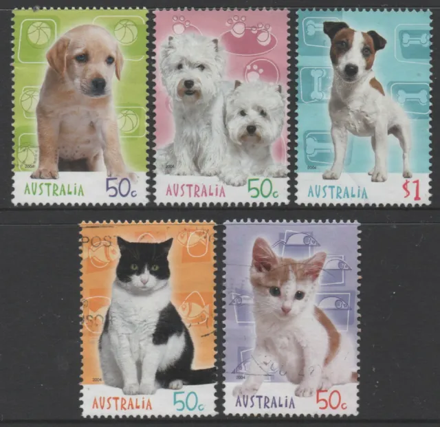 Australia 2004 Cats and Dogs Single Stamps set of 5 Used
