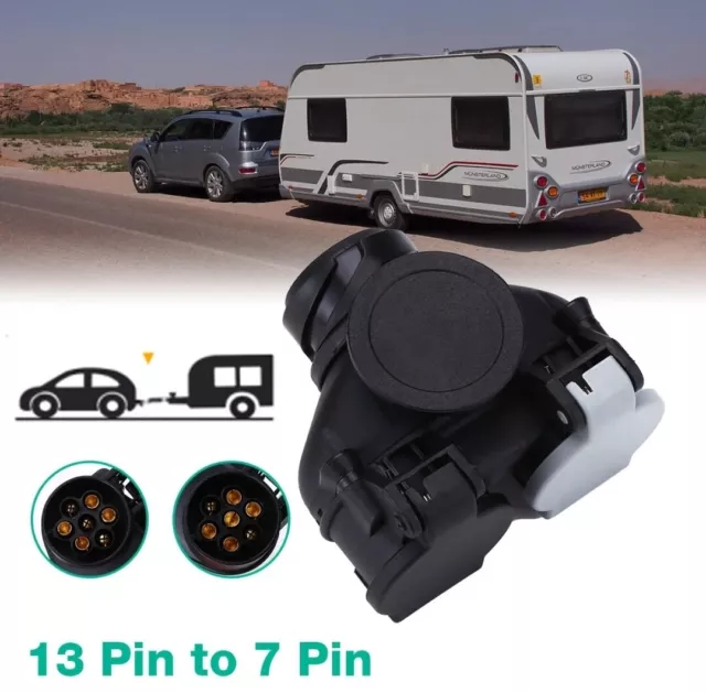 13 to 7 Pin Trailer Tow Bar Plug Adaptor Socket Electric Converter Caravan