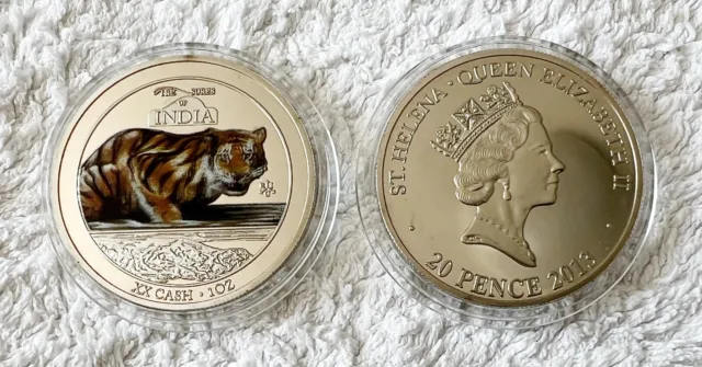Rare Treasures of India Tiger .999 Silver Layered Coin - Add to Your Collection!