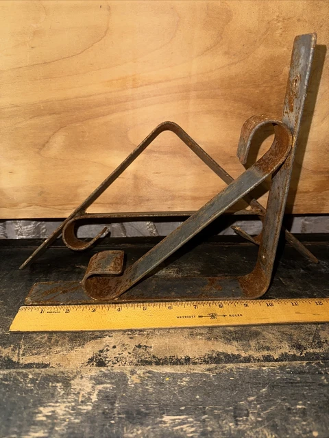 2 Vintage Rusty Black Iron (Shelf Brackets) Industrial Look Handmade