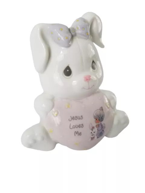 1998 Precious Moments Bunny Rabbit Piggy Bank/ Stopper  5"