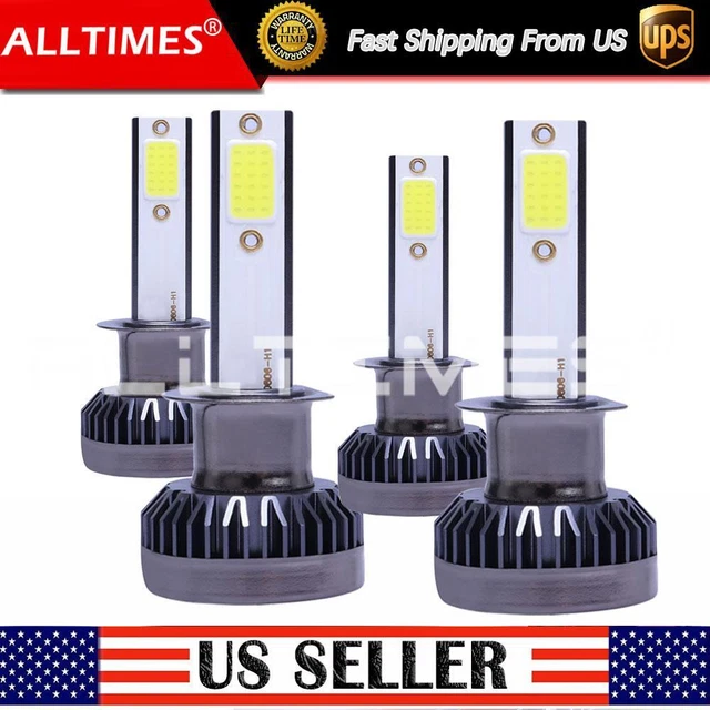 ALLTIMES H1 Super White 6500K Kit LED Headlight Bulbs High Low Beam Combo 4Pcs