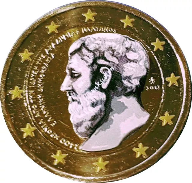 2 Euro  Griechenland  Greece 2013 Unc. Plato Colored  6410# Prägefrisch..