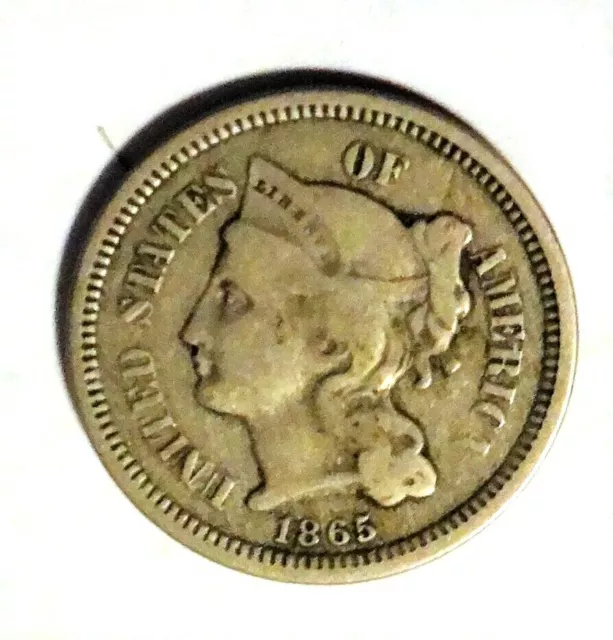 1865 Three 3 Cent Piece Nickel