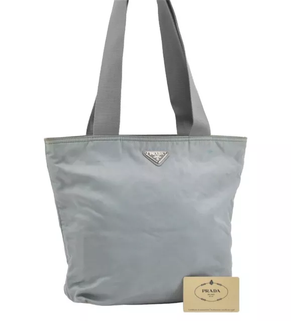 Authentic PRADA VELA Nylon Tessuto Shoulder Tote Bag B5880 Light Blue 0204I