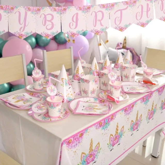 Unicorn Birthday Decorations Girls Children Tableware Party Supplies & Balloons