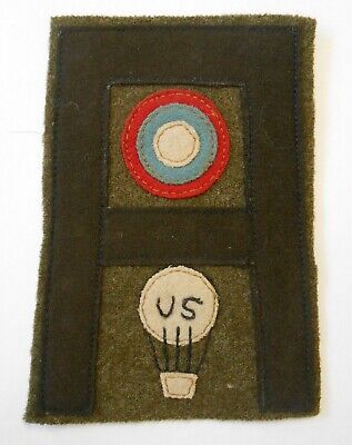 Orig WWI 1st Army Balloon Pilot Patch 4.5" Wool Used in Aviation Insignia Book